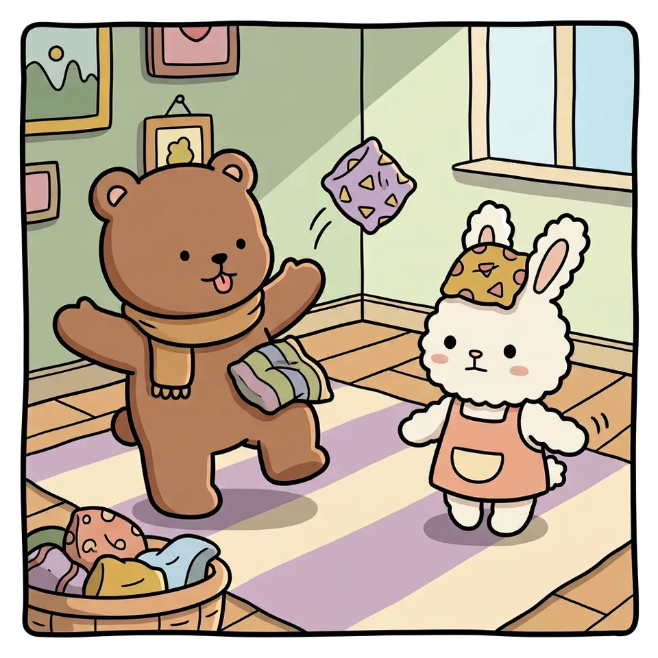 콩주머니 색칠공부 도안 – 안 떨어뜨리기 · 곰이랑 토끼랑
