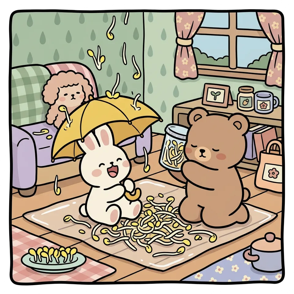 콩나물 색칠공부 도안 – 사 온 콩나물로 놀기 · 곰이랑 토끼랑