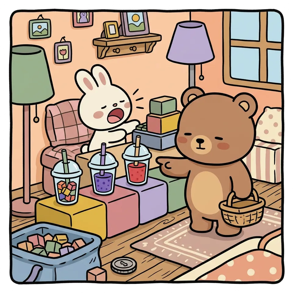 블록 색칠공부 도안 – 가게 차려 팔기 · 곰이랑 토끼랑