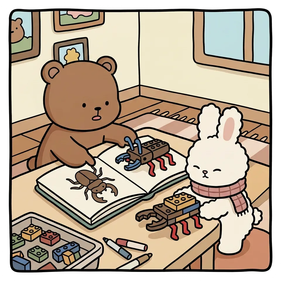 블록 색칠공부 도안 – 도감 보고 곤충 만들기 · 곰이랑 토끼랑