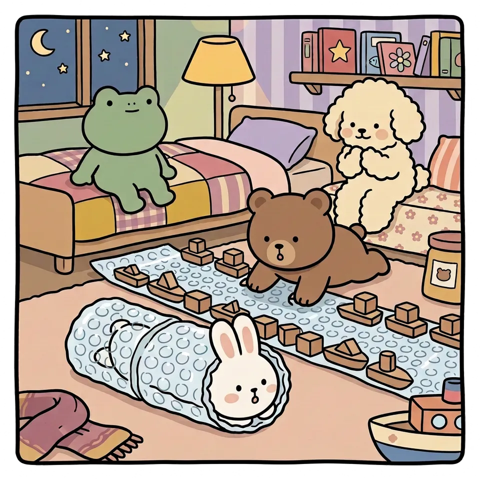 뽁뽁이 색칠공부 도안 – 기어서 건너가기 · 곰이랑 토끼랑