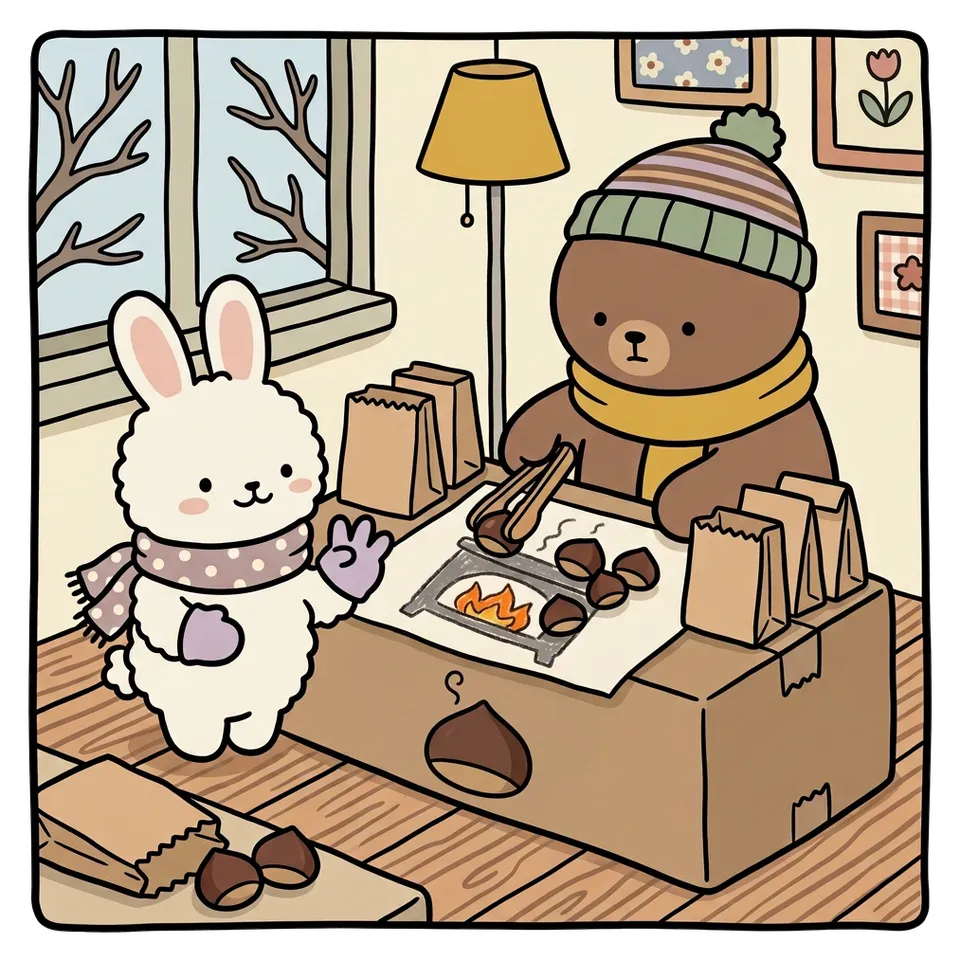 밤 색칠공부 도안 – 군밤 사세요 · 곰이랑 토끼랑
