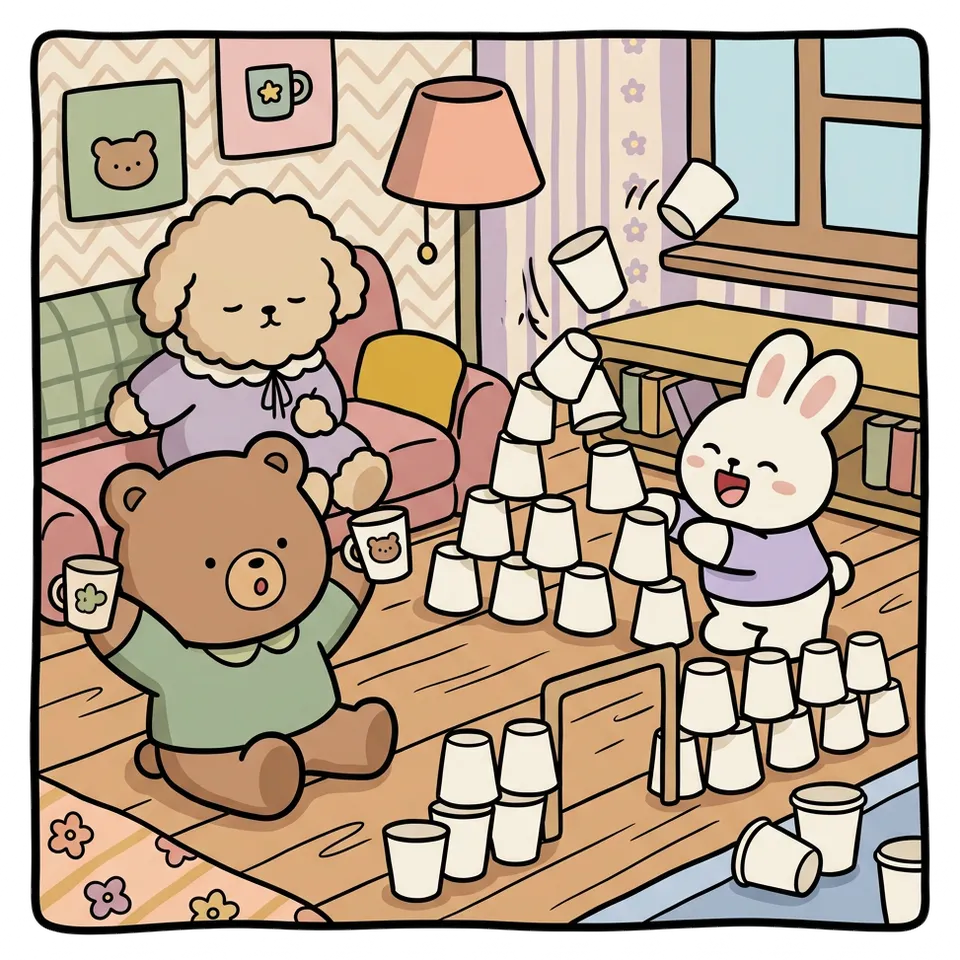종이컵 색칠공부 도안 – 쌓아 올리기 · 곰이랑 토끼랑