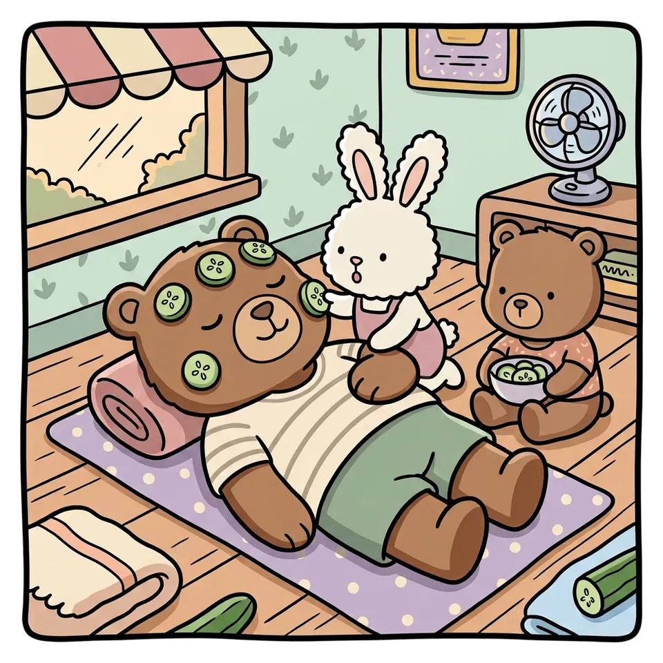 오이 색칠공부 도안 – 얼굴에 올려 마사지하기 · 곰이랑 토끼랑