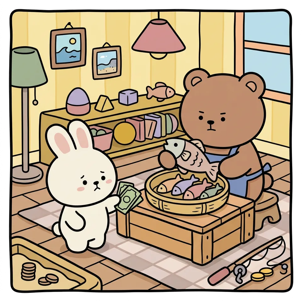 낚시 색칠공부 도안 – 생선가게 · 곰이랑 토끼랑