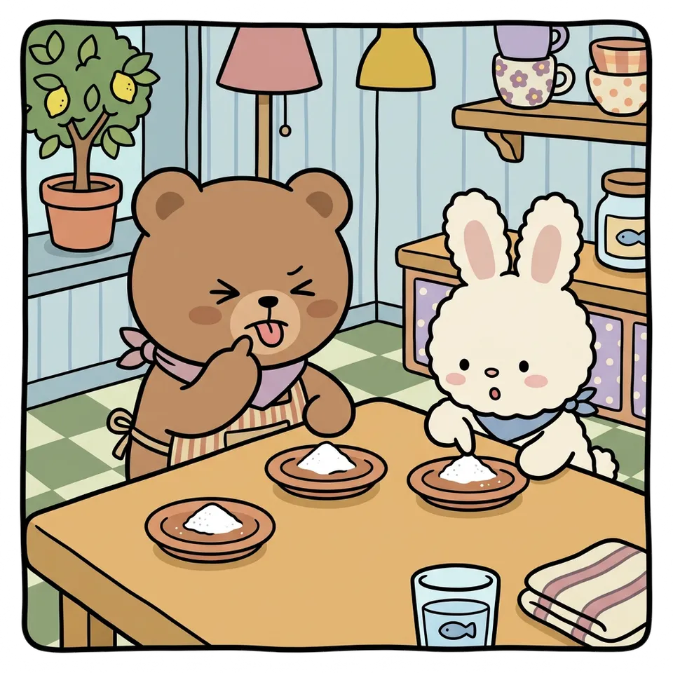 밀가루 색칠공부 도안 – 하얀 가루 맞히기 · 곰이랑 토끼랑