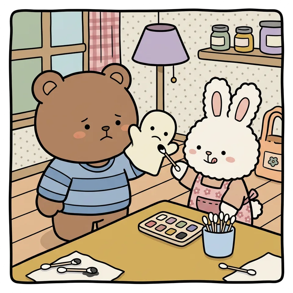 손인형 색칠공부 도안 – 얼굴 그려 주기 · 곰이랑 토끼랑