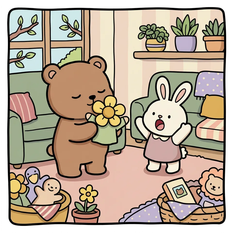 손인형 색칠공부 도안 – 인형이 내는 수수께끼 · 곰이랑 토끼랑