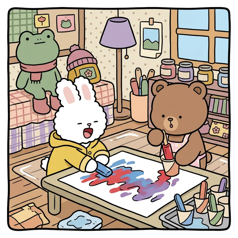 얼음 색칠공부 도안 – 색깔 얼음으로 그리기 · 곰이랑 토끼랑