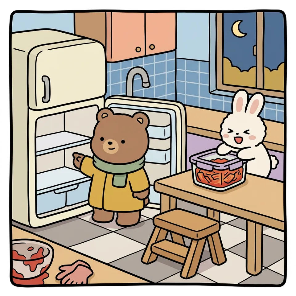 김장 색칠공부 도안 – 꾹꾹 담고 딸깍 닫기 · 곰이랑 토끼랑