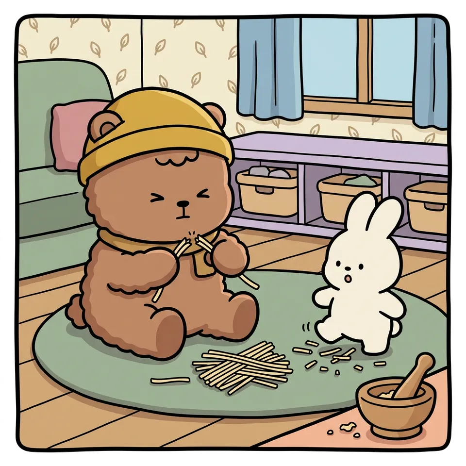 국수 색칠공부 도안 – 부러뜨리며 소리 찾기 · 곰이랑 토끼랑