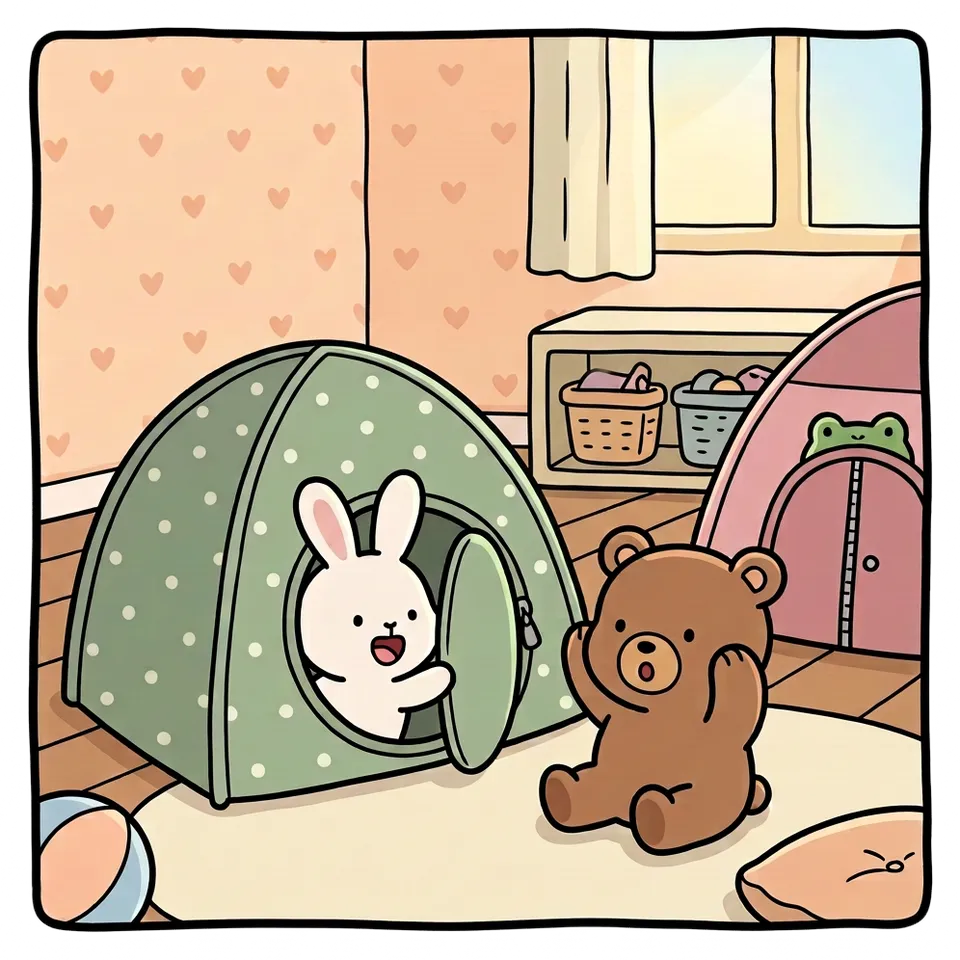 텐트 색칠공부 도안 – 까꿍하기 · 곰이랑 토끼랑