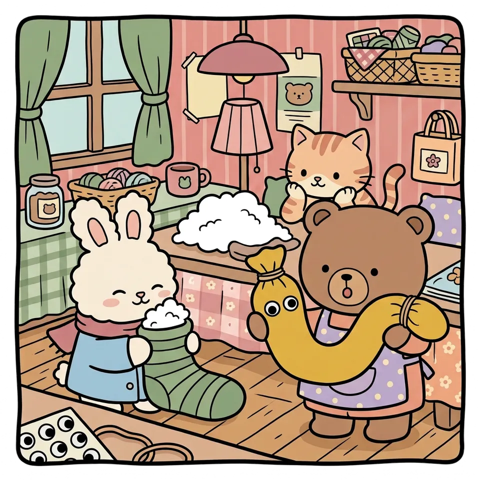 양말 색칠공부 도안 – 솜 넣어 인형 만들기 · 곰이랑 토끼랑