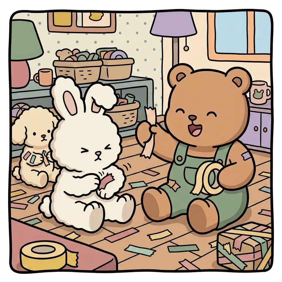 테이프 색칠공부 도안 – 뜯어서 붙였다 떼기 · 곰이랑 토끼랑
