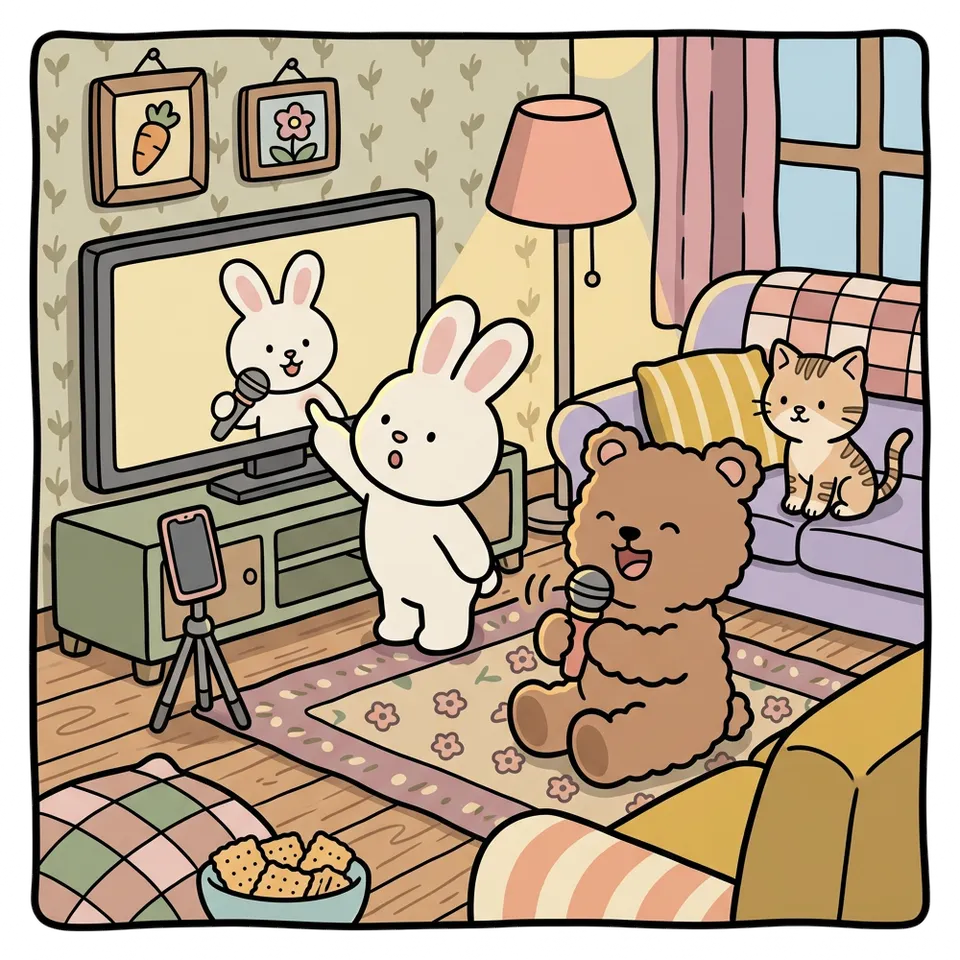 마이크 색칠공부 도안 – 찍어서 다시 보기 · 곰이랑 토끼랑