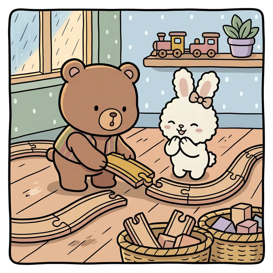 기차 색칠공부 도안 – 길 따로 짓고 합체 · 곰이랑 토끼랑