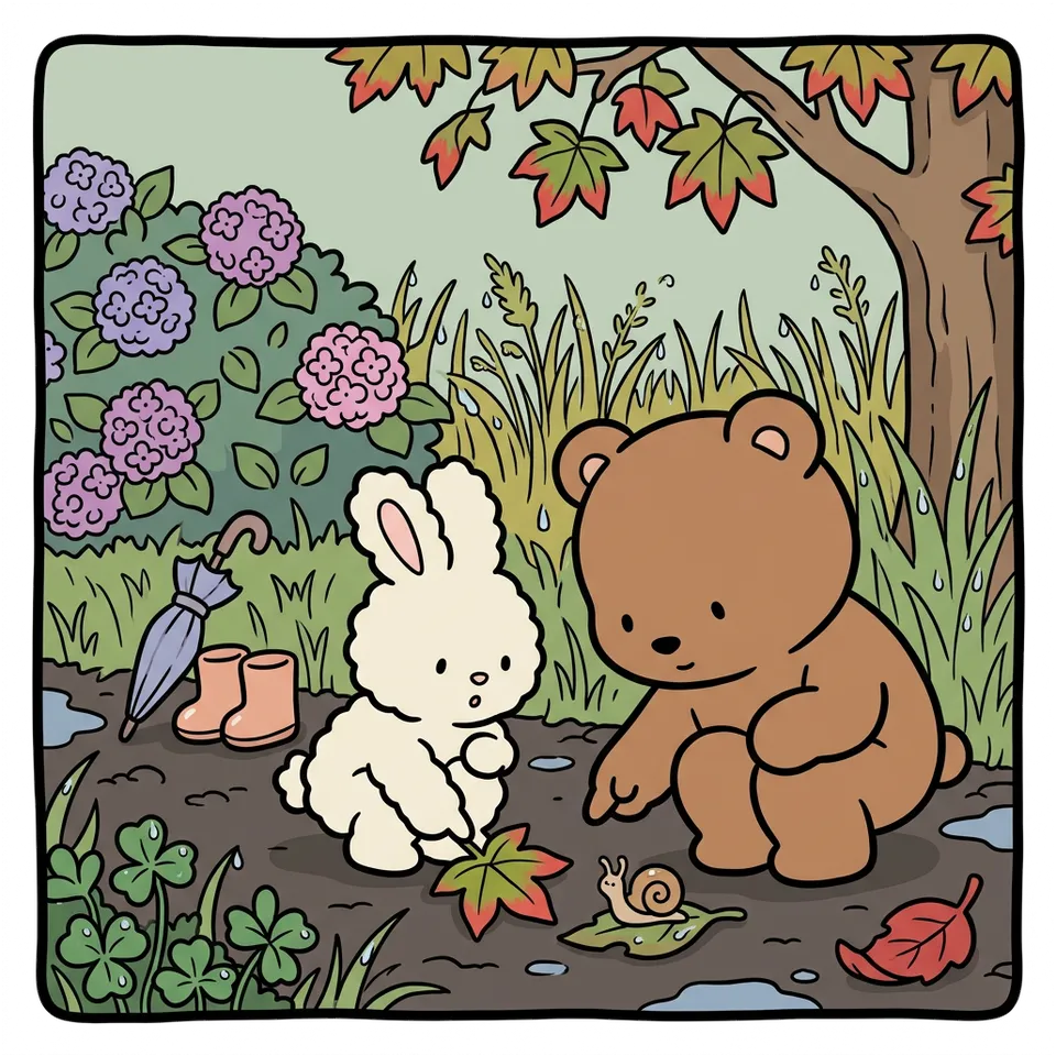 산책 색칠공부 도안 – 멈춰서 들여다보기 · 곰이랑 토끼랑