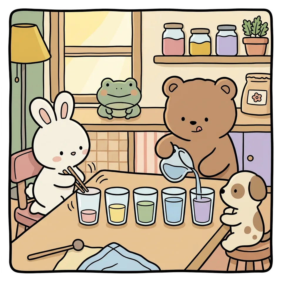 실로폰 색칠공부 도안 – 물컵 실로폰 · 곰이랑 토끼랑